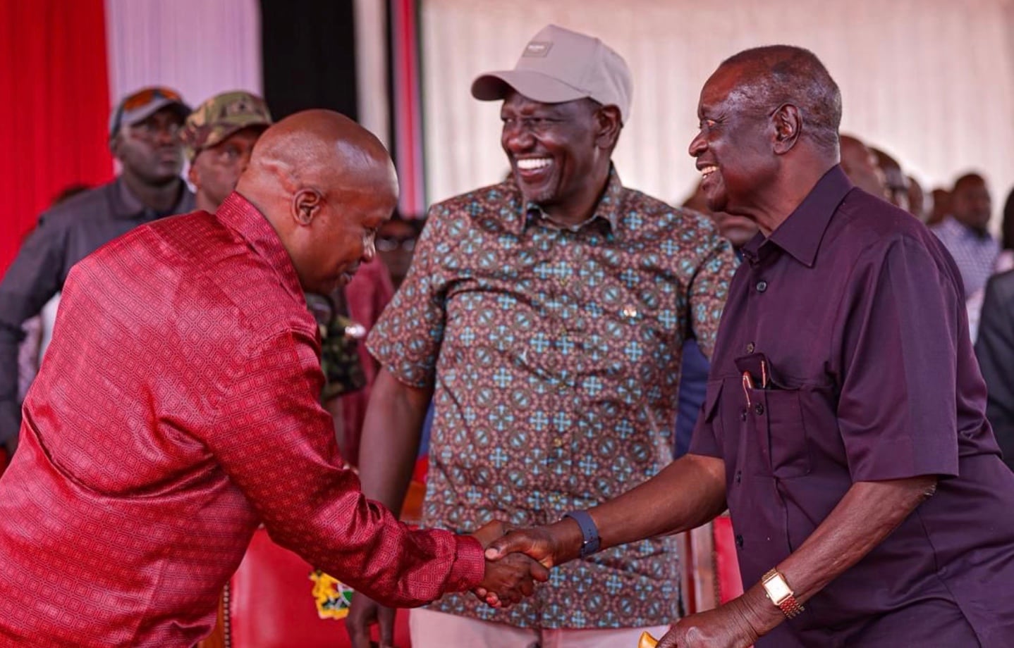 File Image of President Ruto, his deputy Kindiki, and Oburu in Kisumu County.